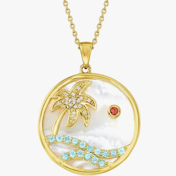 EUC Mother-of-Pearl Paradise Pendant Necklace